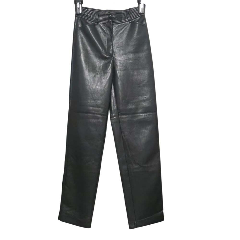 Aritzia Wilfred Melina black faux leather straight-leg pants. Womens US 2